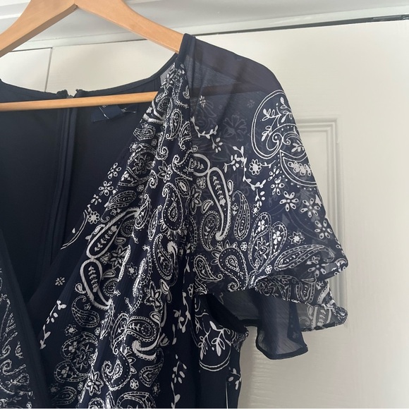 Chaps Dress Paisley Flowy Navy Blue White Maxi Dress Size 14 NWT - Picture 6 of 13